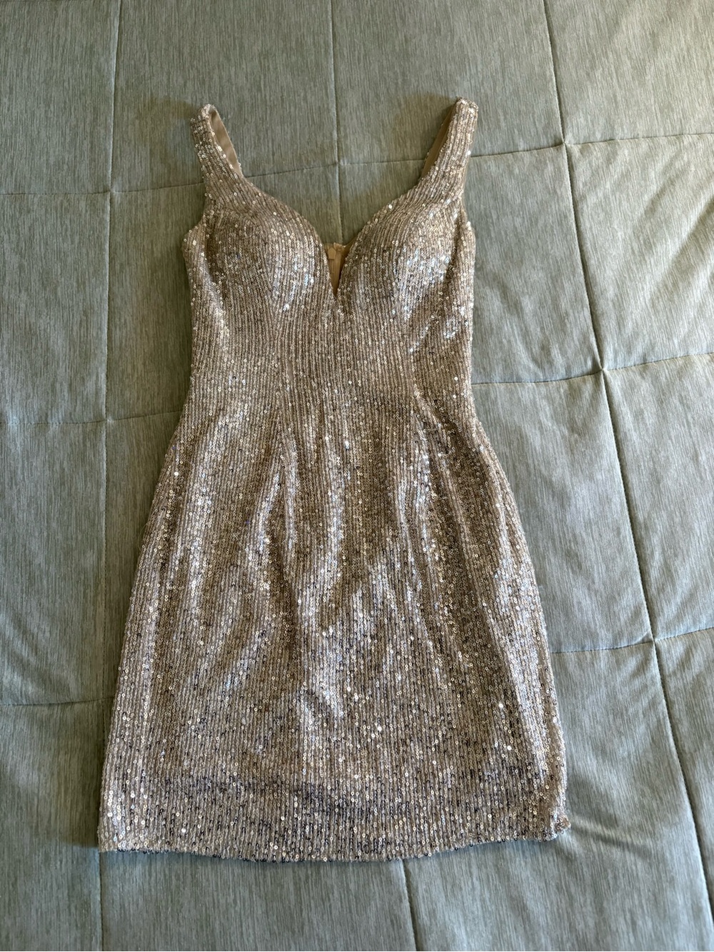 Alyce Paris Champagne Sequin Cocktail Dress